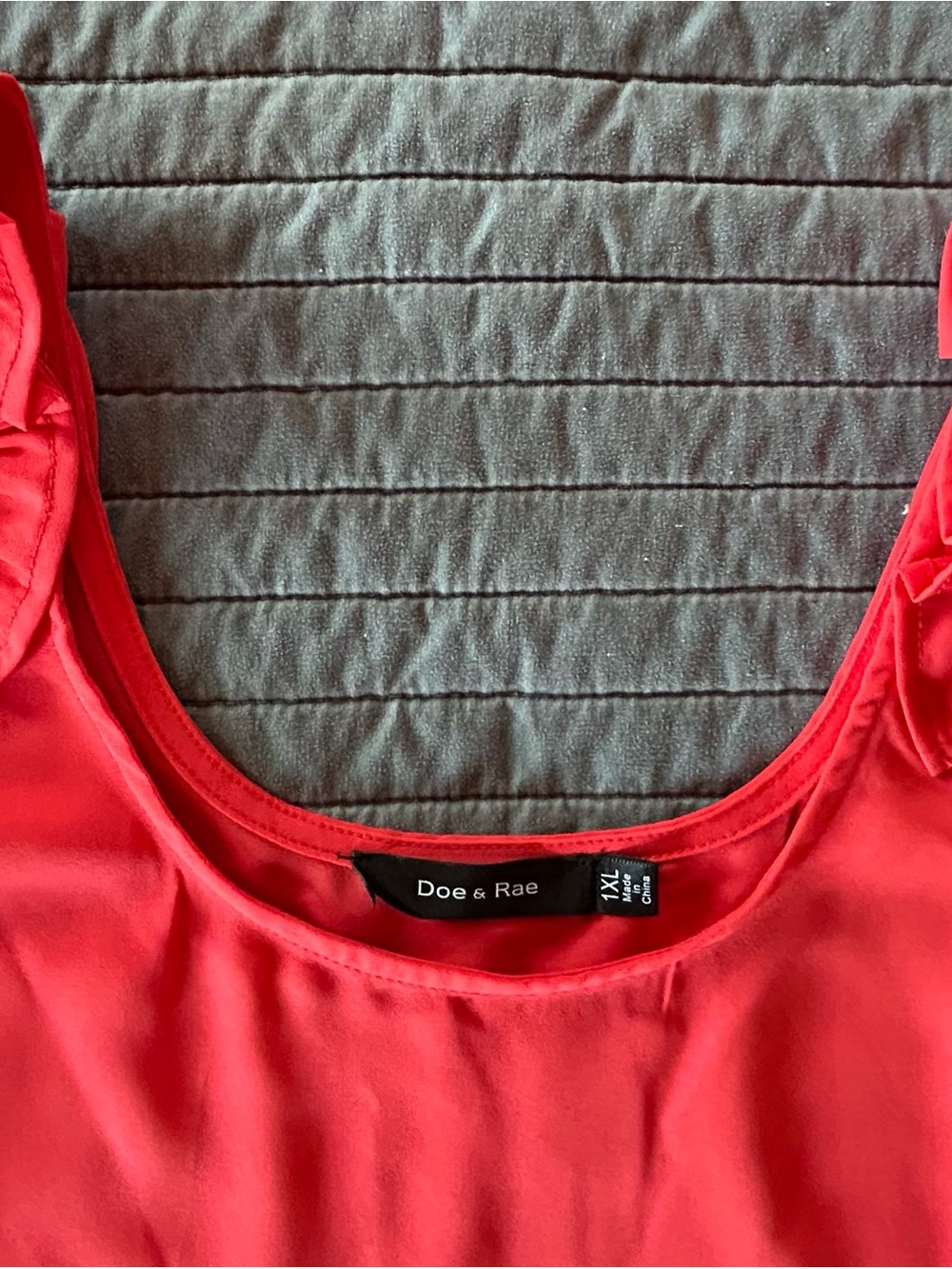 Doe & Rae Coral Ruffled Strap top - Picture 2 of 3